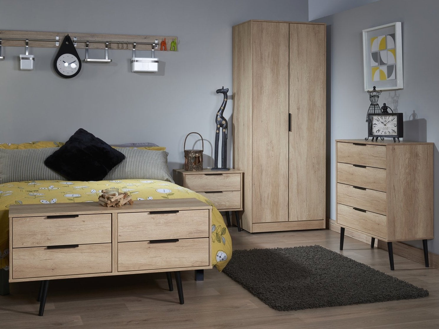 Contemporary light oak bedroom furniture